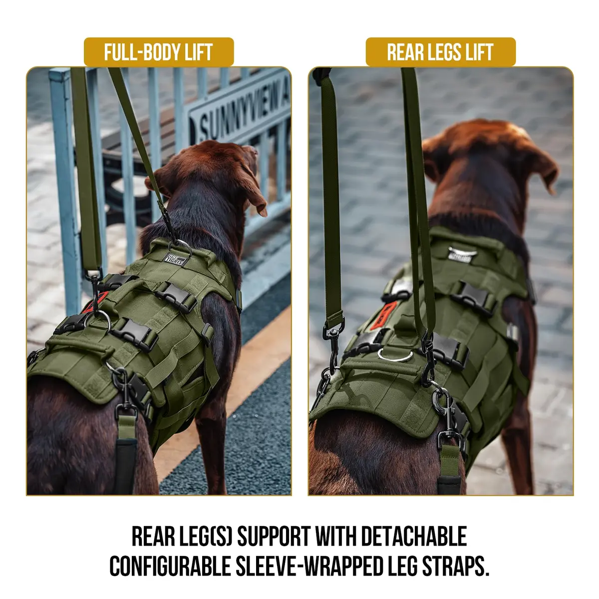 ONETIGRIS Dog Lift Harness for Large Dogs | Full Body Support with Handles, Hip Brace, Mobility Aid (Green, Large) - view 2
