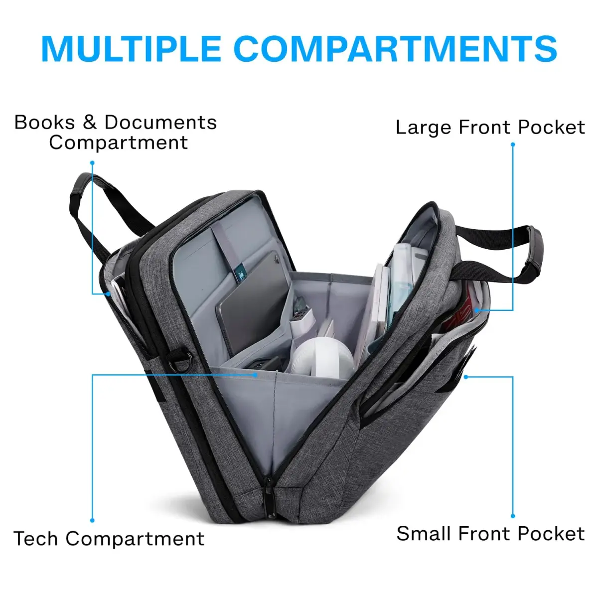 BAGSMART 17.3 Inch Expandable Laptop Briefcase | Water-Resistant Business Travel Bag - view 3