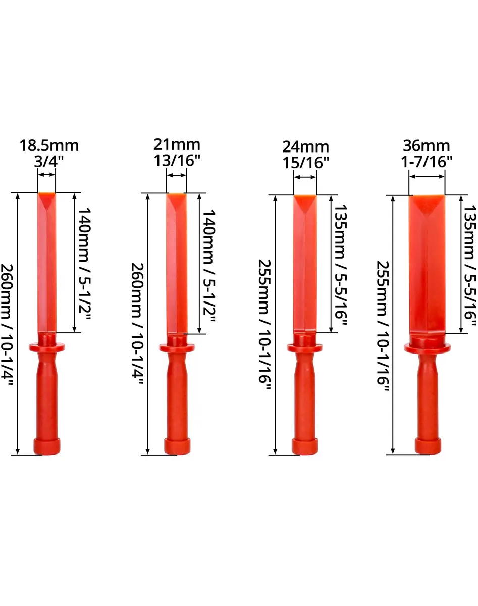 QWORK Plastic Chisel Scraper Set 3/4" 7/8" 1" 1-1/2" | 4-Piece Set for Debris, Adhesives, Film, Paint Removal - view 6