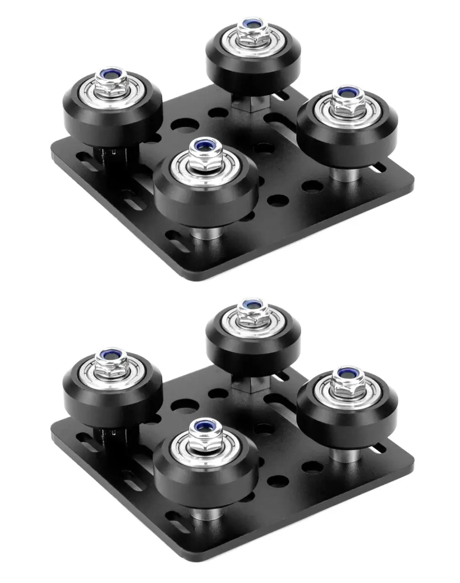 QWORK 2020V V-Wheel Plate Gantry Rod Plate with Wheel, 2 Pack, 65mm X 65mm | Compatible with 2020V Aluminum Extrusion - main product image
