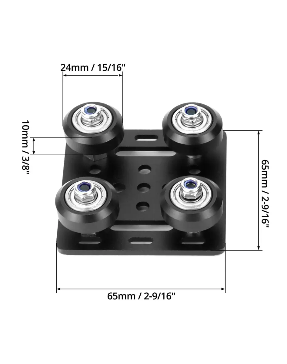 QWORK 2020V V-Wheel Plate Gantry Rod Plate with Wheel, 2 Pack, 65mm X 65mm | Compatible with 2020V Aluminum Extrusion - view 6