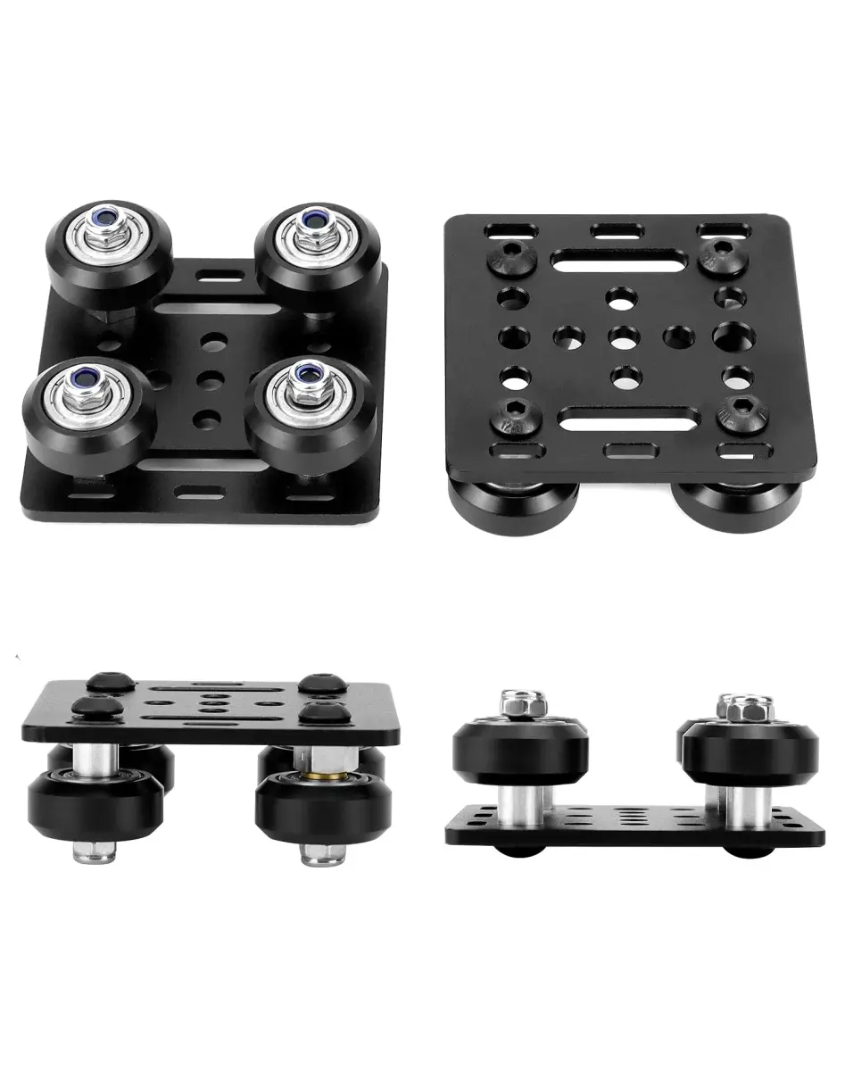 QWORK 2020V V-Wheel Plate Gantry Rod Plate with Wheel, 2 Pack, 65mm X 65mm | Compatible with 2020V Aluminum Extrusion - view 2