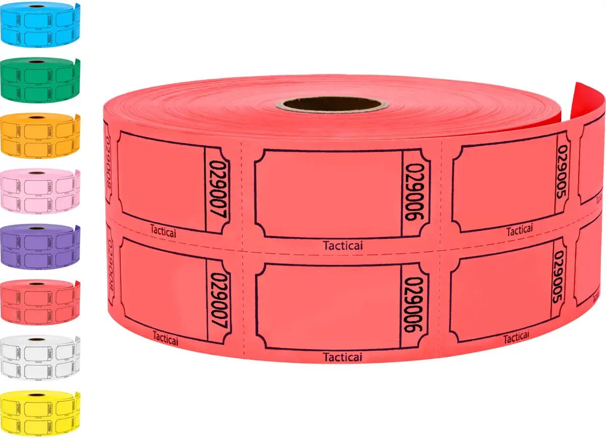 Tacticai Red Raffle Tickets 1000 Count (2" x 1.75") | Double Roll for Events & Fundraisers - main product image