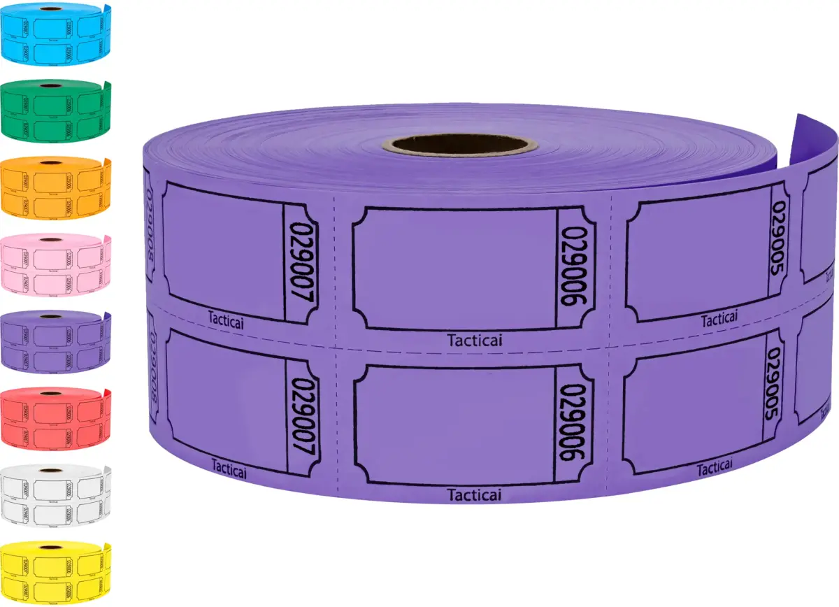 Tacticai Purple Raffle Tickets 1000 Count (2" x 1.75") | Consecutively Numbered for Events & Fundraisers - main product image