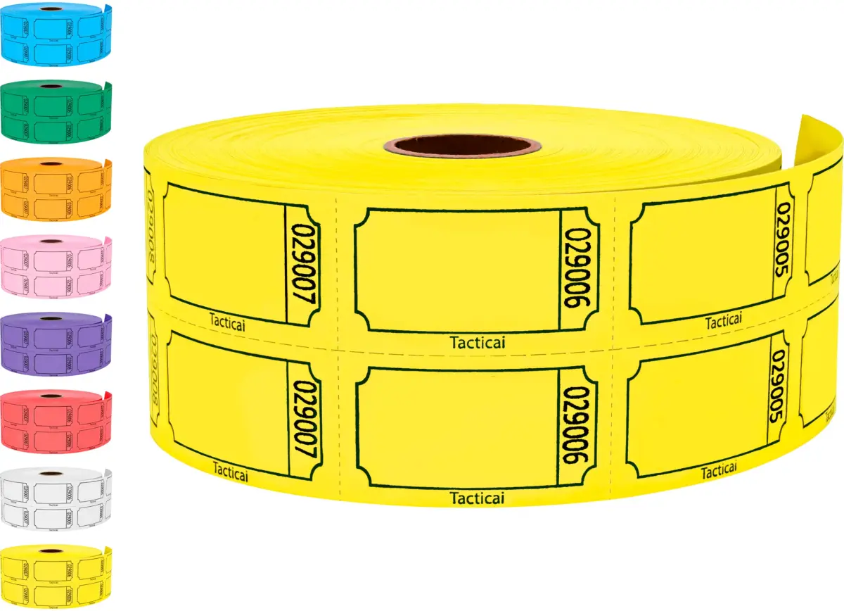 Tacticai Yellow Raffle Tickets 1000 Count | Double Roll for Events & Fundraisers - main product image