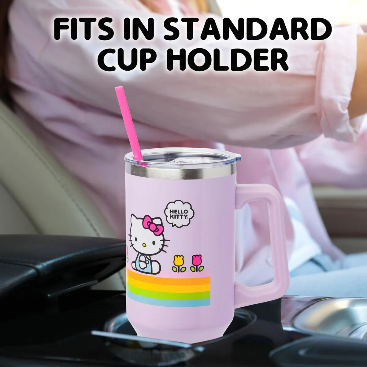 Silver Buffalo Sanrio Hello Kitty Spring Stainless Steel Tumbler 1183ml (40oz) | Keeps Drinks Hot 4 Hrs, Cold 6 Hrs - view 2