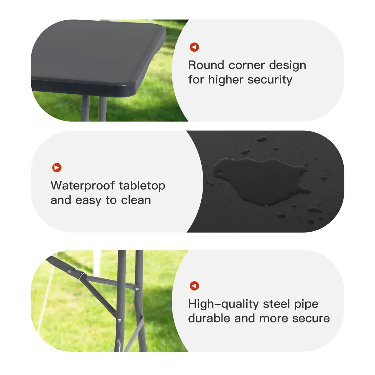 PayLessHere 6FT Folding Table Black | Portable Plastic Table for Indoor & Outdoor Use - view 5