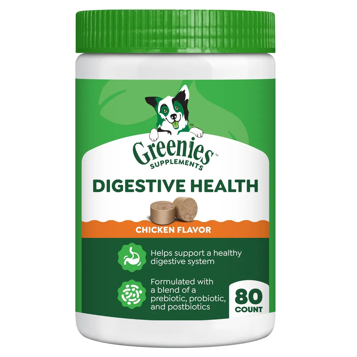 Greenies Digestive Health Soft Dog Chews, Chicken, 80 Count | Supports Gut & Stool Quality - main product image