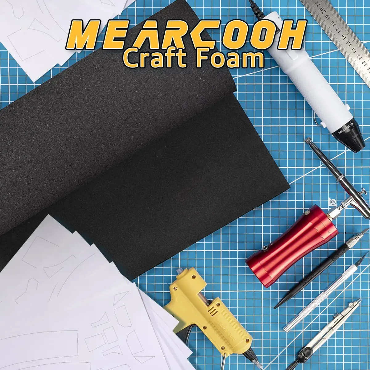 MEARCOOH Black EVA Foam Sheets Roll 2mm Thick (49" x 13.5") | High Density 86kg/m3 Craft Foam for Cosplay & DIY - view 4