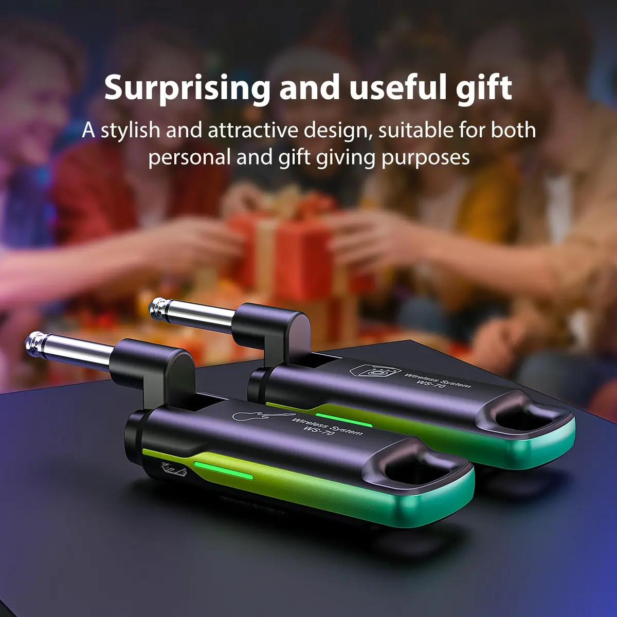 LEKATO UHF Wireless Guitar System with 70 Channels & Rechargeable Battery, Green | Low Latency <3ms - view 9