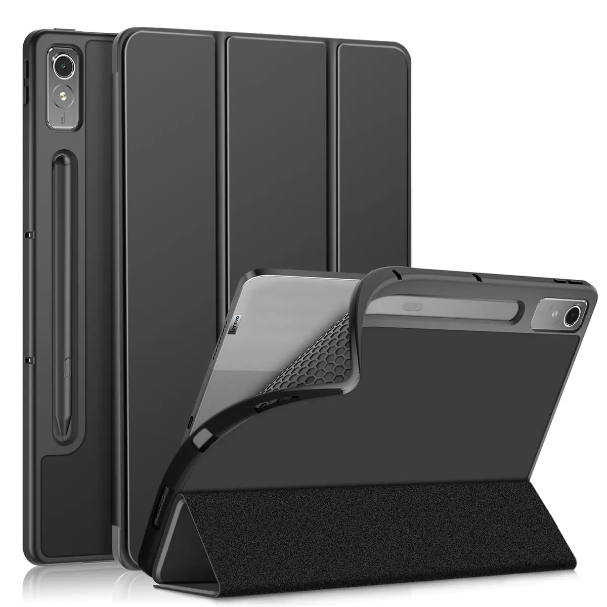 DINGGUAGUA Black Case for Lenovo Tab P12 12.7-inch (321mm) | Slim Smart Folio with Multi-Angle Stand - main product image