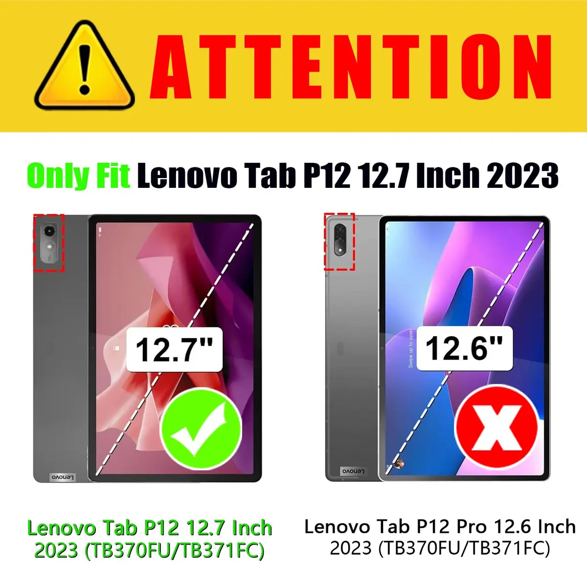 DINGGUAGUA Black Case for Lenovo Tab P12 12.7-inch (321mm) | Slim Smart Folio with Multi-Angle Stand - view 2