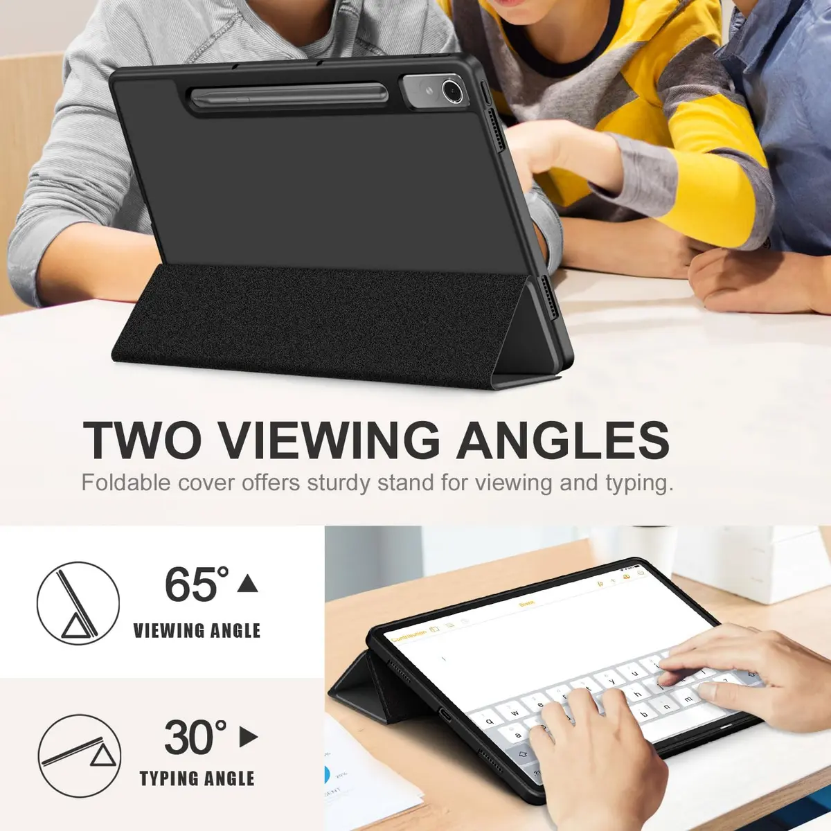 DINGGUAGUA Black Case for Lenovo Tab P12 12.7-inch (321mm) | Slim Smart Folio with Multi-Angle Stand - view 4