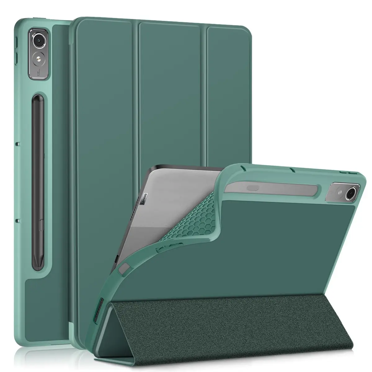 DINGGUAGUA Dark Green Case for Lenovo Tab P12 12.7 Inch (2023/2024) | Multi-Angle Stand Cover with Auto Sleep/Wake - main product image