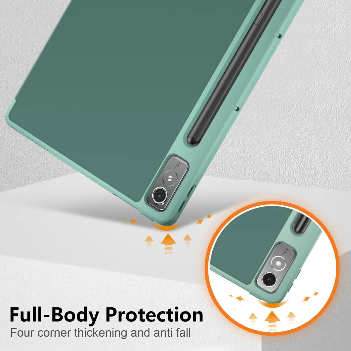 DINGGUAGUA Dark Green Case for Lenovo Tab P12 12.7 Inch (2023/2024) | Multi-Angle Stand Cover with Auto Sleep/Wake - view 6