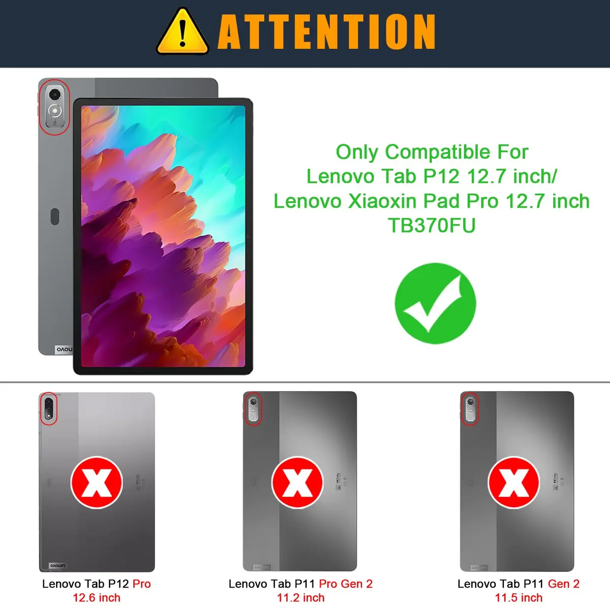 DINGGUAGUA Dark Green Case for Lenovo Tab P12 12.7 Inch (2023/2024) | Multi-Angle Stand Cover with Auto Sleep/Wake - view 2