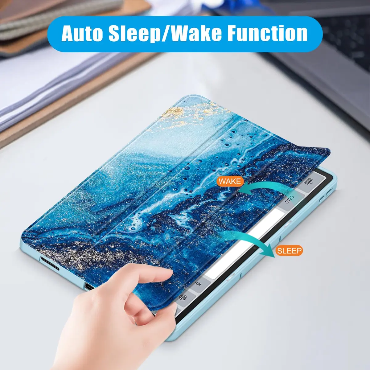 DingGuagua Sea Wave Case for Lenovo Tab P12 12.7 Inch (2023/2024) TB-370FU, Soft TPU Back Shell with Multi-Angle Stand - view 5