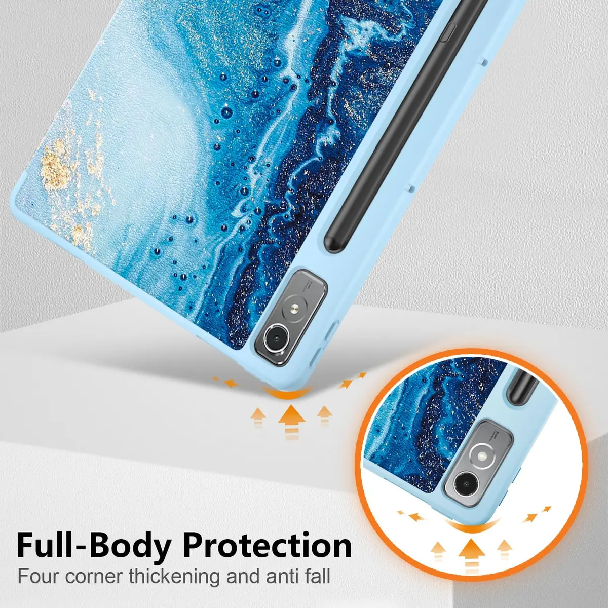 DingGuagua Sea Wave Case for Lenovo Tab P12 12.7 Inch (2023/2024) TB-370FU, Soft TPU Back Shell with Multi-Angle Stand - view 6