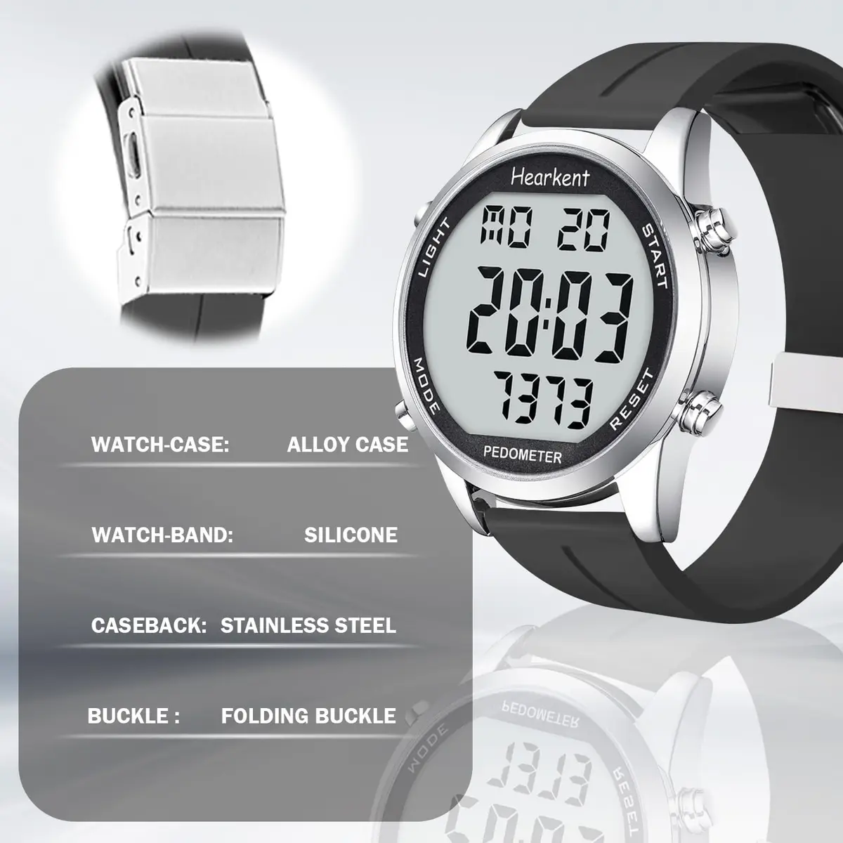 Hearkent Pedometer Watch for Walking for Senior Step Counter Watch | Large Numbers, Waterproof, Simple Control - view 8