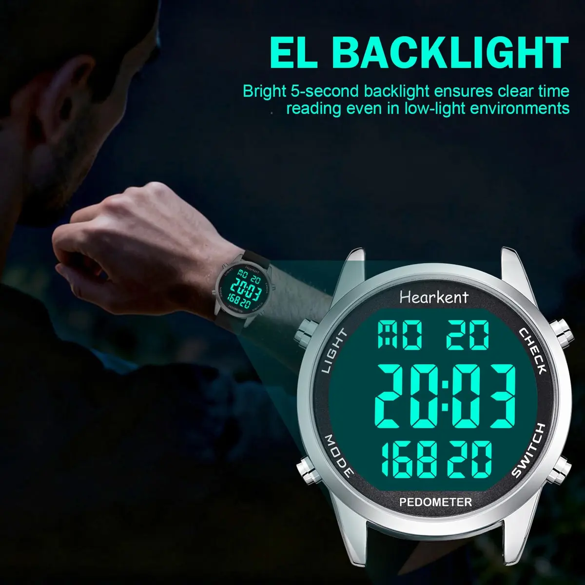Hearkent Pedometer Watch for Walking for Senior Step Counter Watch | Waterproof, Large Display, Simple Control - view 5