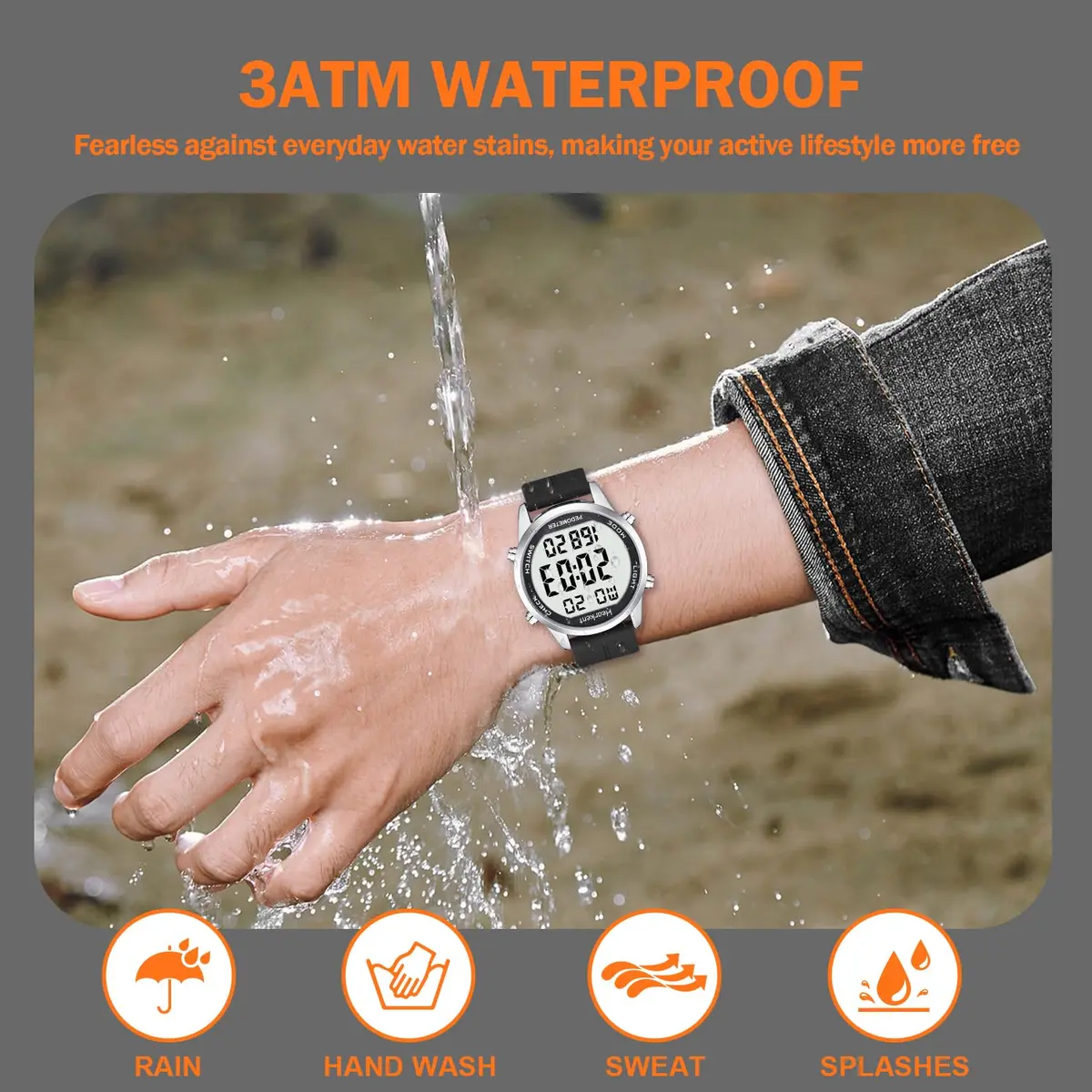 Hearkent Pedometer Watch for Walking for Senior Step Counter Watch | Waterproof, Large Display, Simple Control - view 6