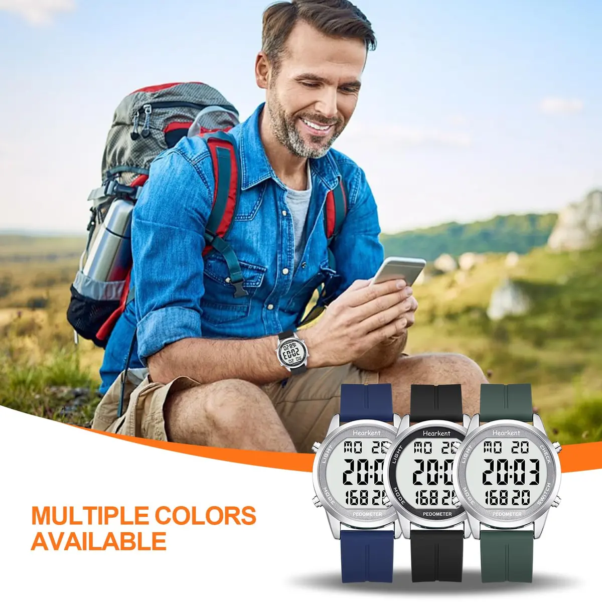 Hearkent Pedometer Watch for Walking for Senior Step Counter Watch | Waterproof, Large Display, Simple Control - view 8
