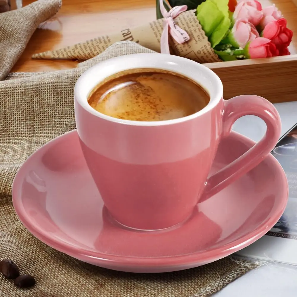 ionEgg Porcelain Espresso Cup with Saucer, 80ml/2.7Oz, Pink | Elegant Mini Coffee Shot Cup for Daily Use - view 5