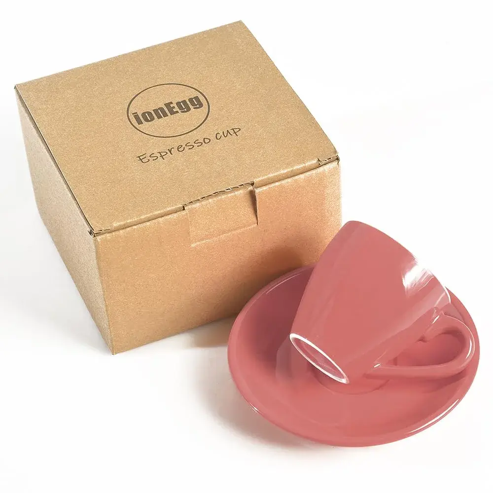 ionEgg Pink Porcelain Espresso Cup with Saucer, 80ml (2.7Oz) - Pro-Grade Lead-Free Ceramic - view 2