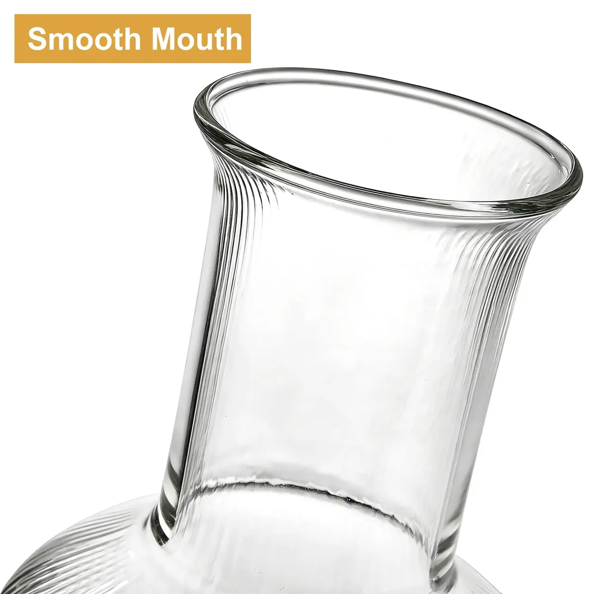 Bekith 2 Set 25 OZ (740 ml) Bedside Night Water Carafe with Tumbler Glass | Vertical Stripes Clear Glass Carafe for Bedroom Guest Room Nightstand, Mouthwash Decanter for Bathroom, Water Pitcher Set (4-Piece) - view 3