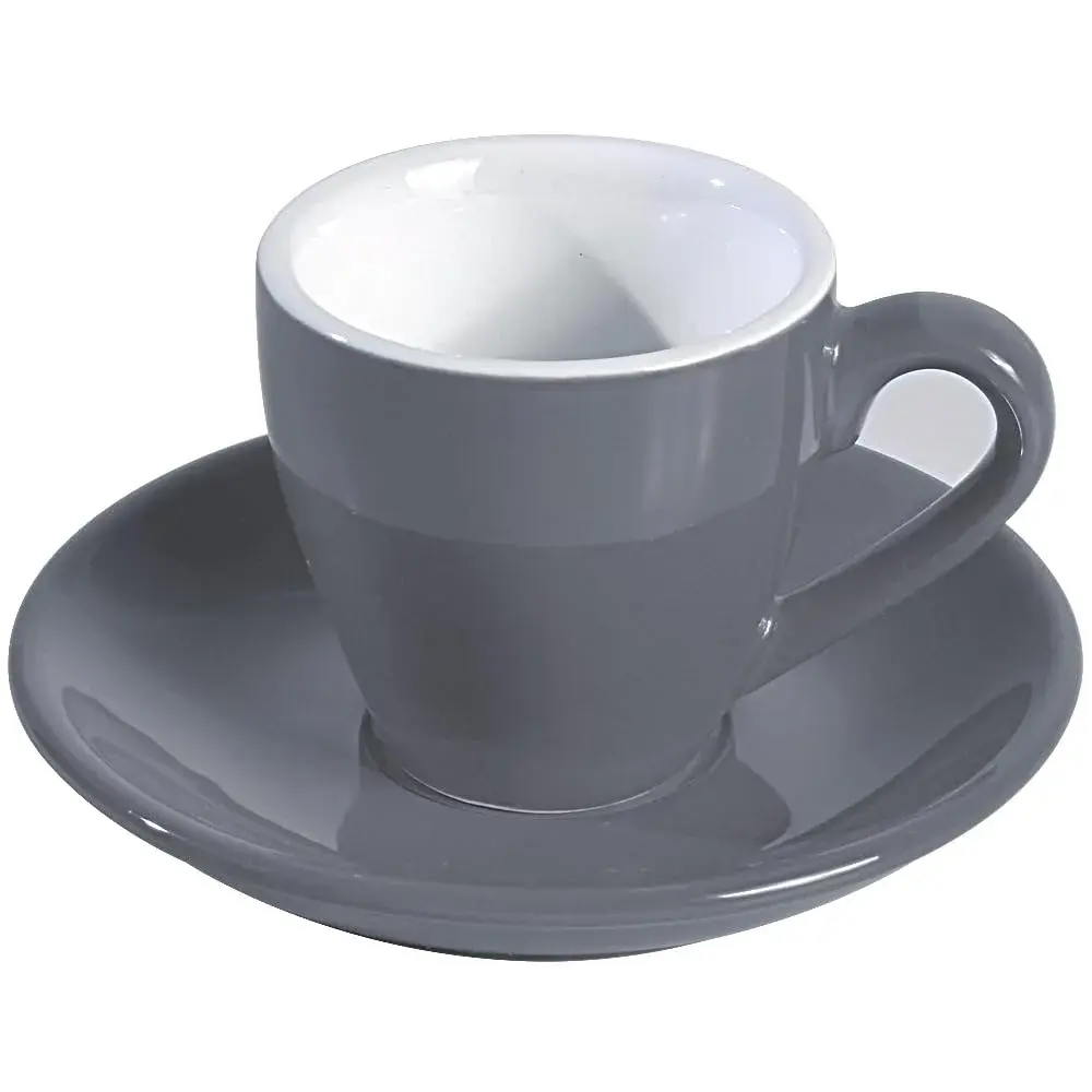 ionEgg Porcelain Espresso Cup with Saucer, 80ml (2.7Oz) - Stylish Gray Ceramic - main product image