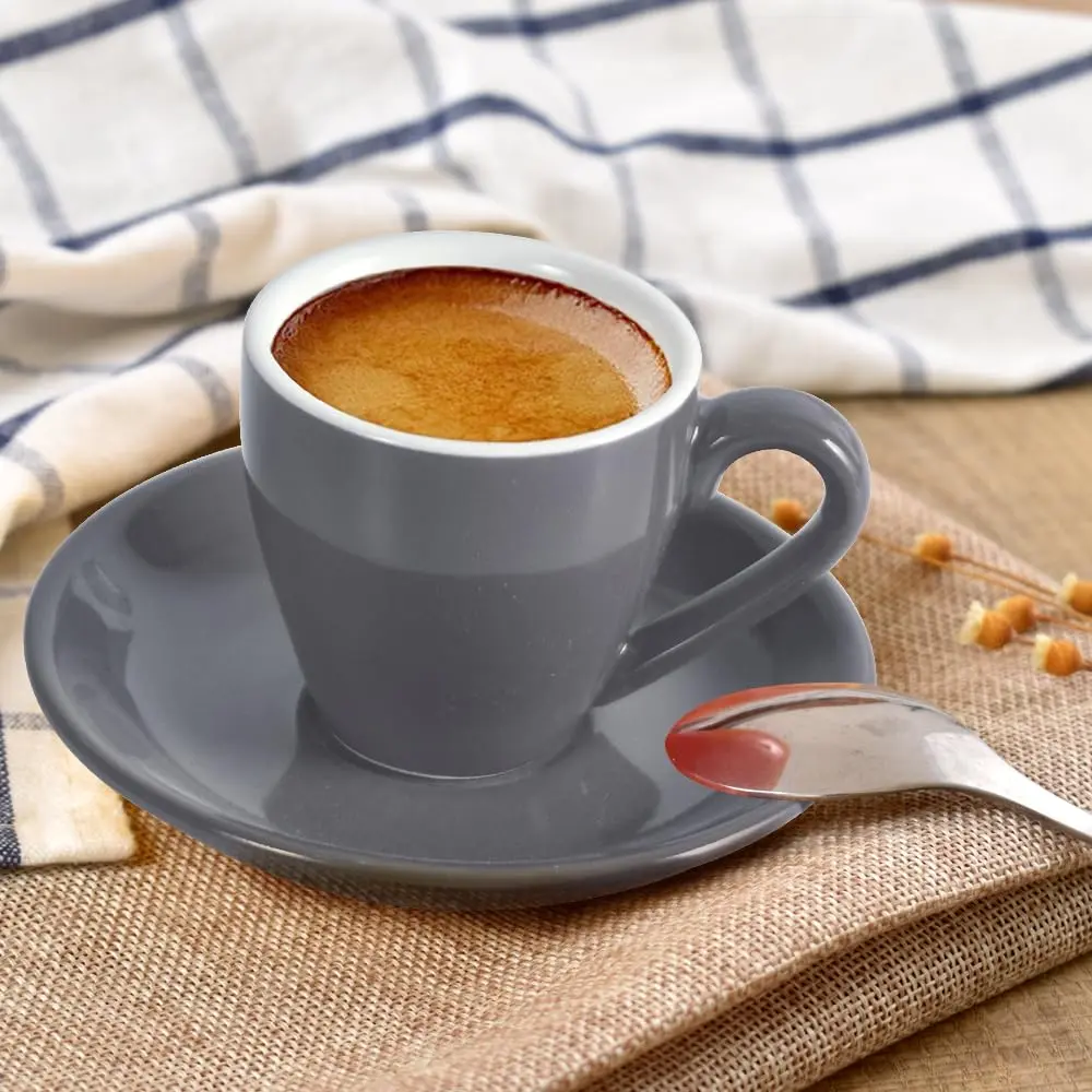 ionEgg Porcelain Espresso Cup with Saucer, 80ml/2.7Oz, Grey | Elegant Mini Coffee Shot Cup for Daily Use - view 5