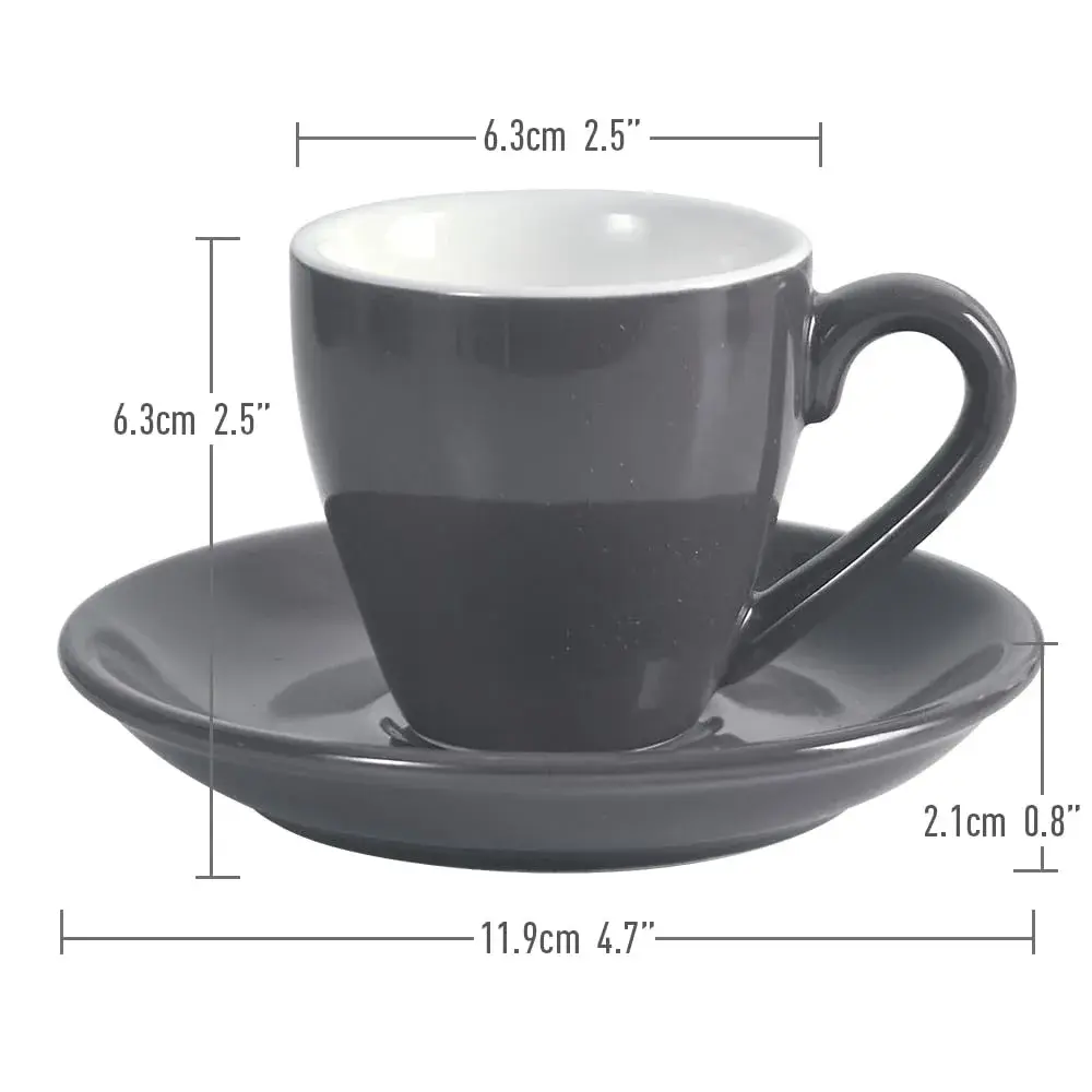 ionEgg Porcelain Espresso Cup with Saucer, 80ml (2.7Oz) - Stylish Gray Ceramic - view 3