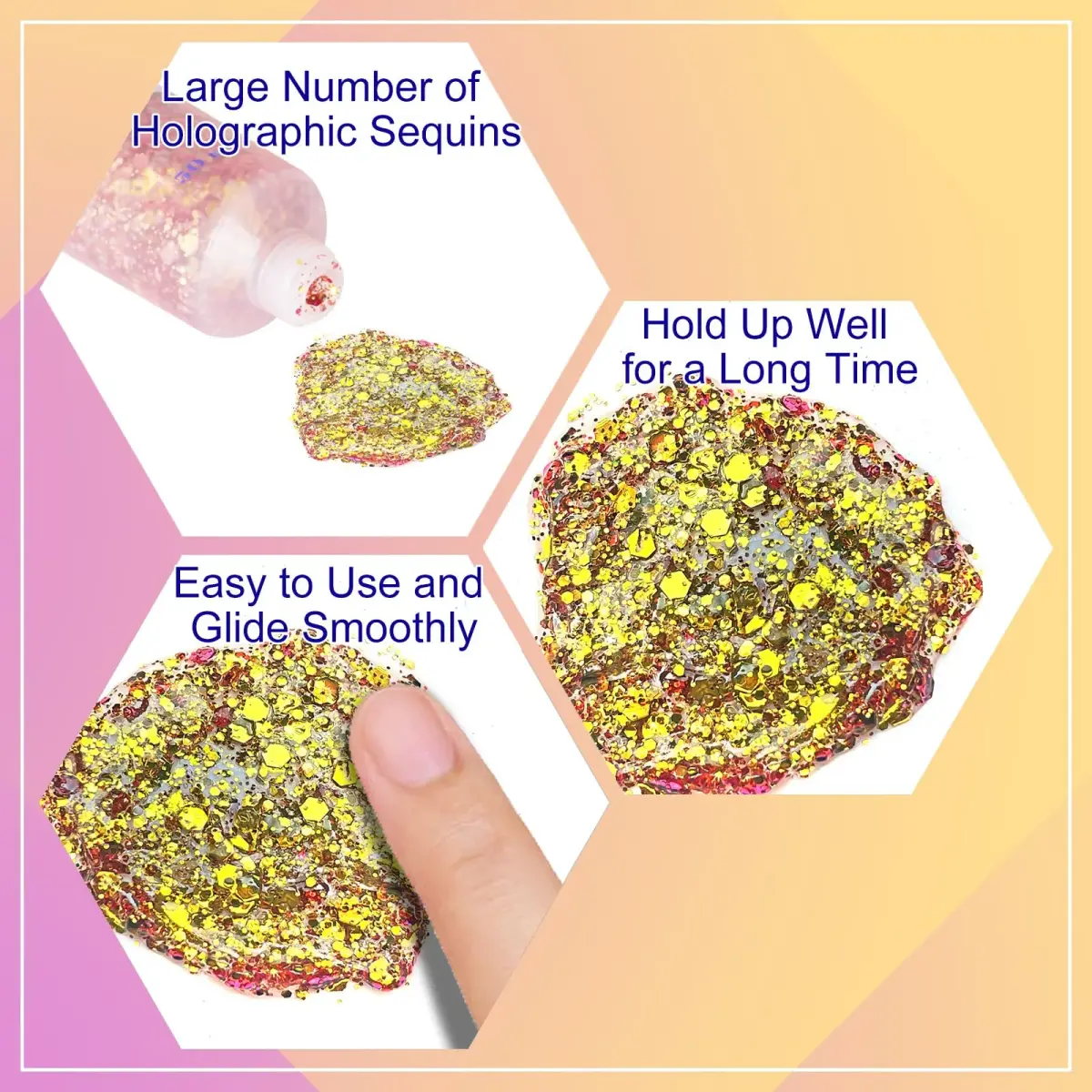 MEICOLY Chameleon Gold Body Glitter Gel 50g (1.76 oz) | Color Changing Sparkle for Festivals - view 3