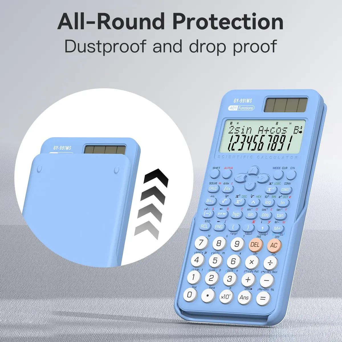 ROATEE 991MS Scientific Calculator 401 Functions | 2-Line Display, Blue, School & College Use - view 3
