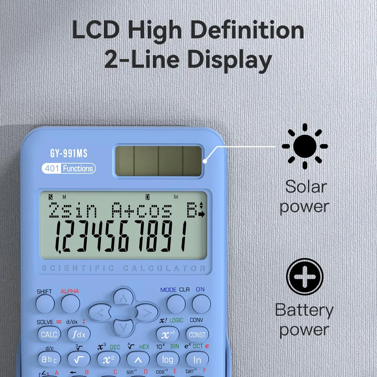 ROATEE 991MS Scientific Calculator 401 Functions | 2-Line Display, Blue, School & College Use - view 4