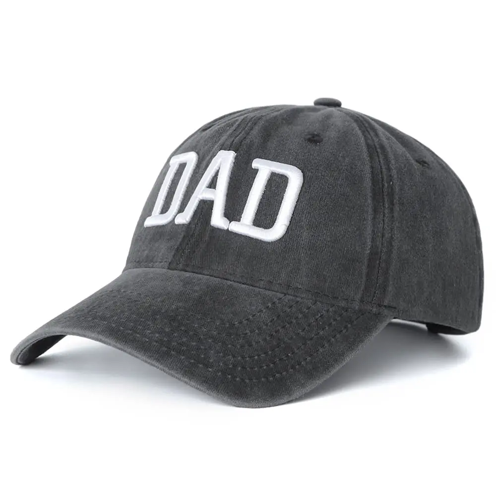 Aeonda Mom Dad Embroidered Baseball Caps Set of 2 Adjustable Cotton Hats | Pigment-Dyed Vintage Style - view 3