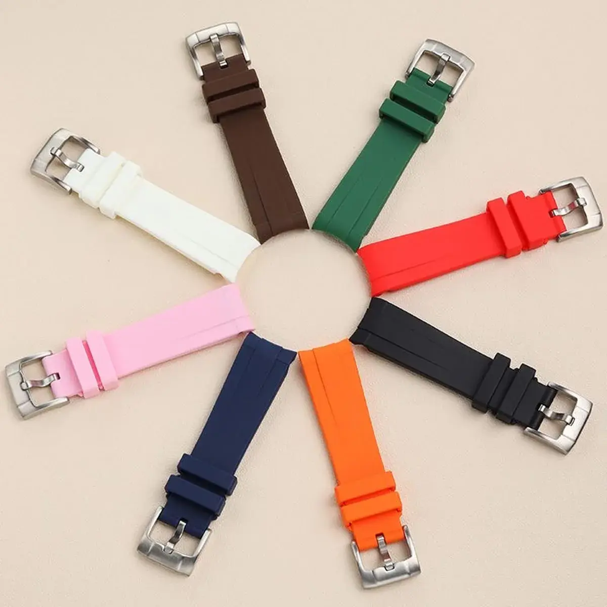 Niziruoup Red Silicone Watch Band for Omega x Swatch Moonswatch 20mm (0.79 inch) | Curved End No Gap - view 6