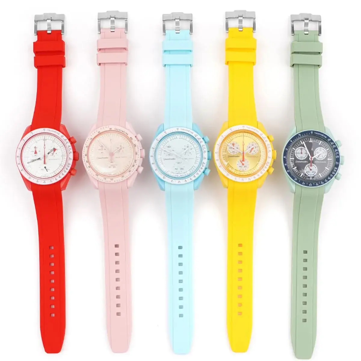Niziruoup Yellow Silicone Watch Band for Omega x Swatch MoonSwatch 20mm | Curved End No Gap, Waterproof, Adjustable - view 7
