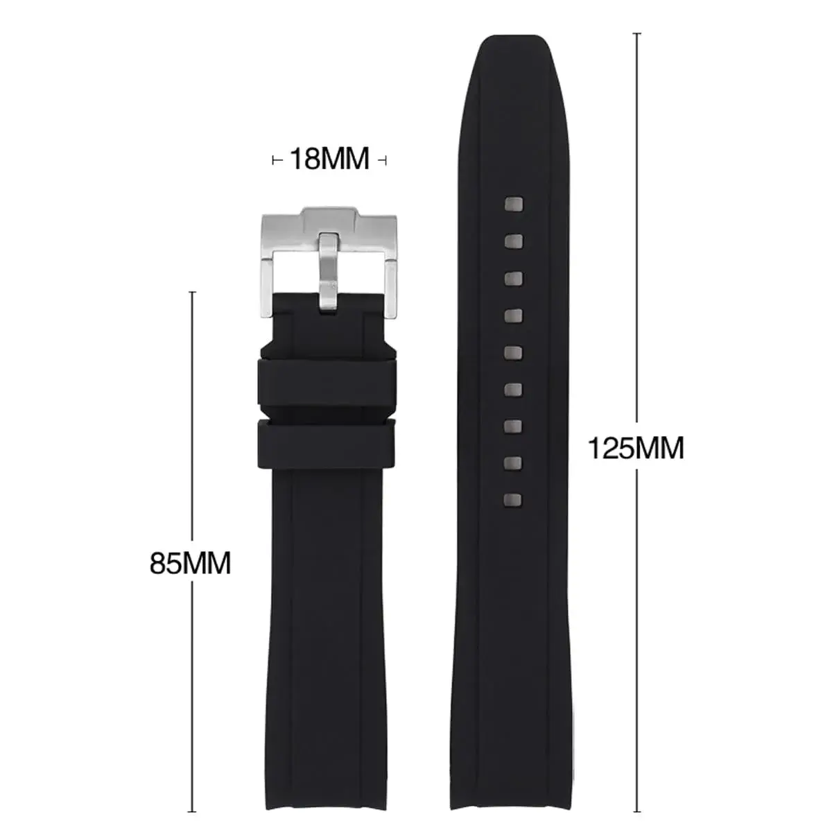 Niziruoup 20mm Silicone Watch Strap | Curved End No Gap Black Band for Omega X Swatch Moonswatch - view 6