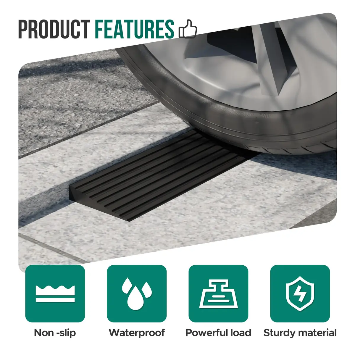Boiarc Threshold Ramps for Doorways 3/8'' Rise-3.3Ft Long | Rubber Non-slip Threshold Strip - view 5