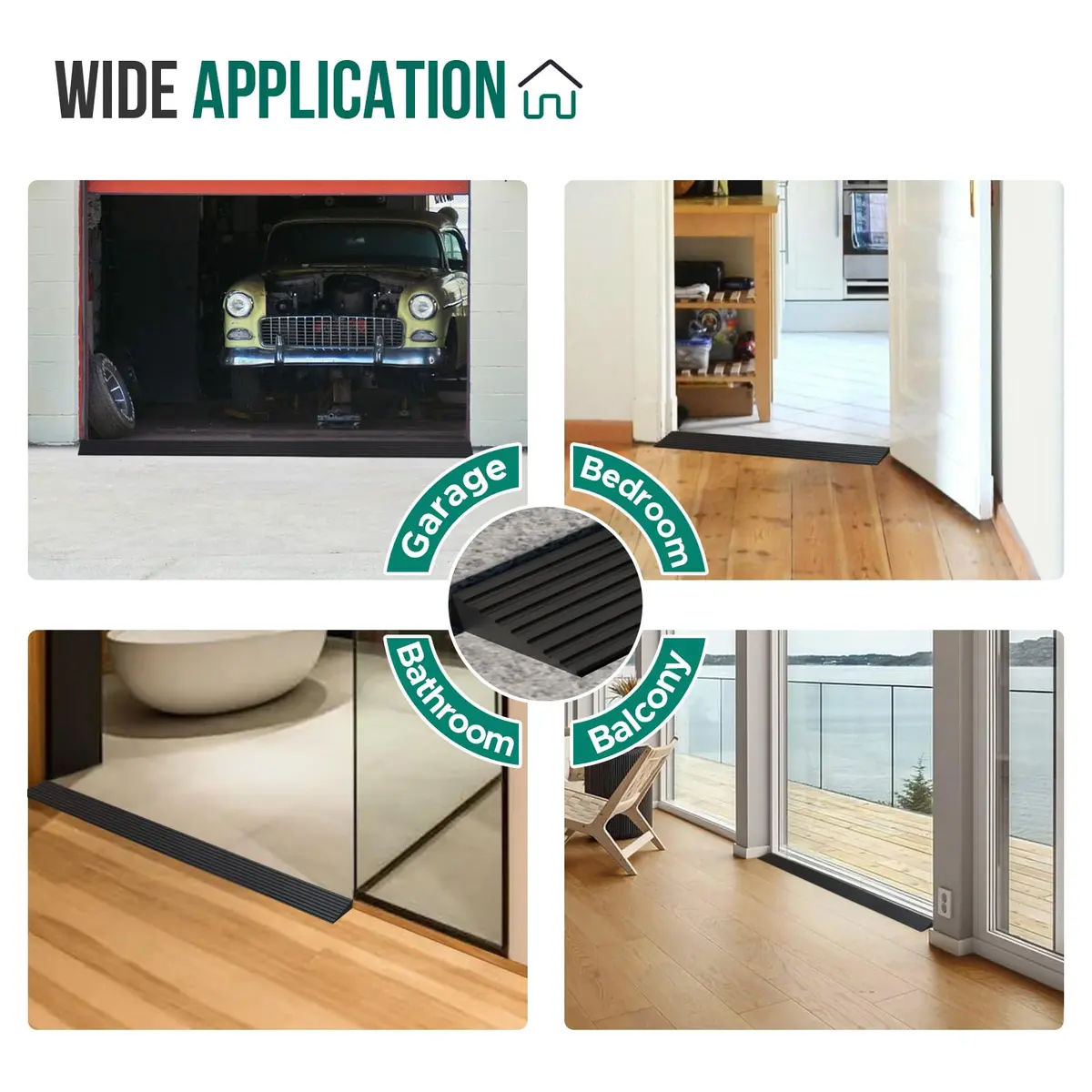 Boiarc Threshold Ramps for Doorways 3/8'' Rise-3.3Ft Long | Rubber Non-slip Threshold Strip - view 4