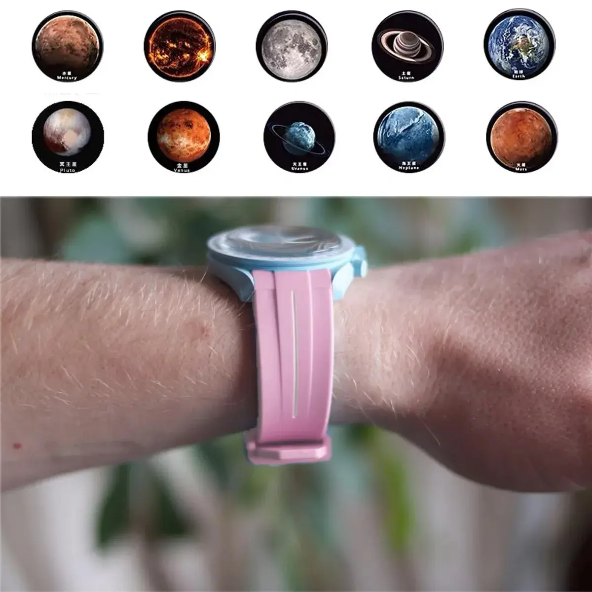 Niziruoup Pink White Line Rubber Watch Band for Moonswatch 20mm (0.79in) | Curved No Gap, Premium TPU - view 2
