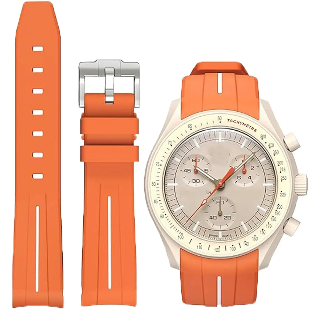 Niziruoup Rubber Strap for Moonswatch Watch, 20mm Curved No Gap Silicone Rubber Band for Men Women - main product image