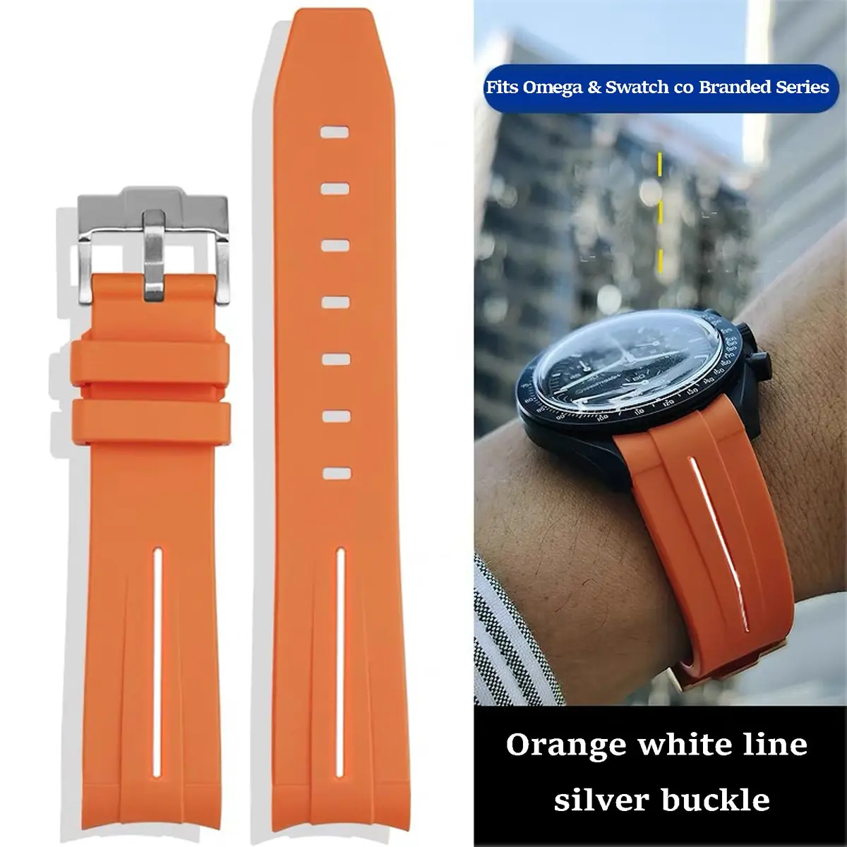 Niziruoup Rubber Strap for Moonswatch Watch, 20mm Curved No Gap Silicone Rubber Band for Men Women - view 4