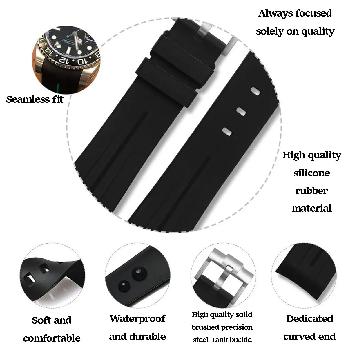 Niziruoup Rubber Strap for Moonswatch Watch | Curved No Gap Silicone Band for Men Women - view 2