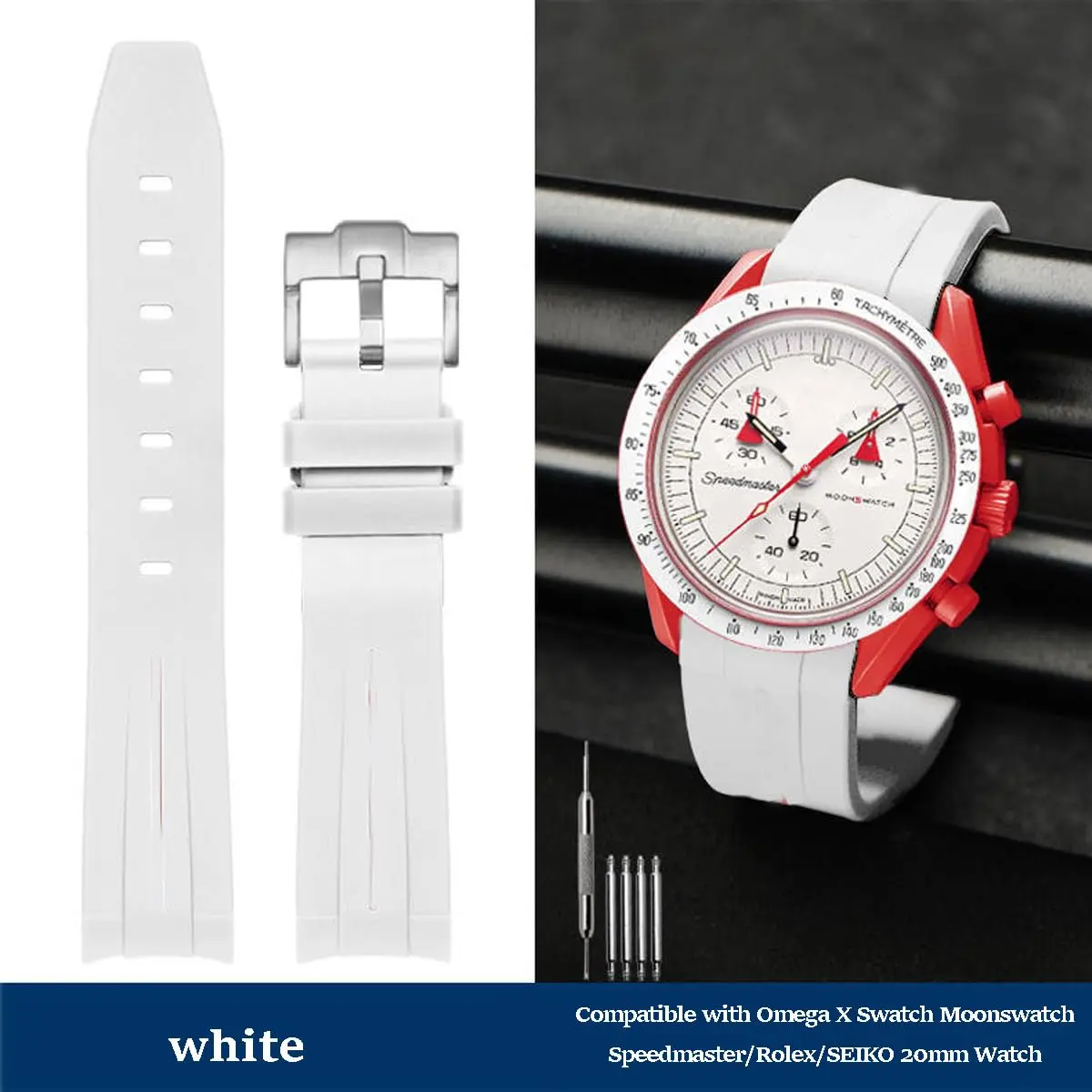 Niziruoup Rubber Strap for Moonswatch Watch | Curved No Gap Silicone Band for Men Women - view 3