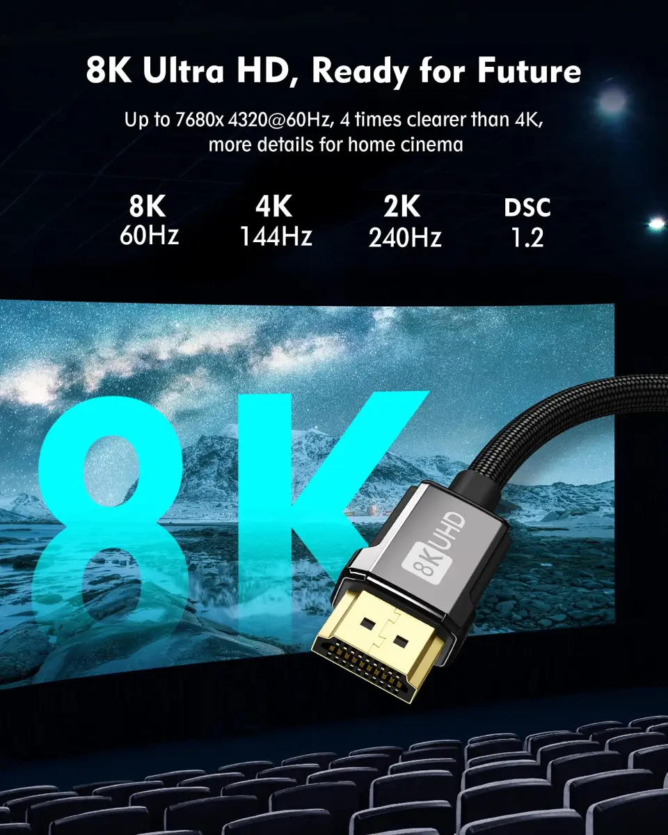Silkland 8K HDMI 2.1 ARC/eARC Cable 4.9m (15ft) | Supports 4K@120Hz, 8K@60Hz, 48Gbps - view 3