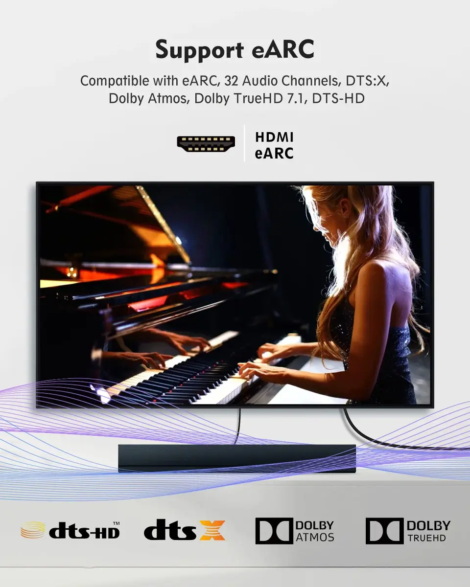 Silkland 8K HDMI 2.1 ARC/eARC Cable 4.9m (15ft) | Supports 4K@120Hz, 8K@60Hz, 48Gbps - view 4