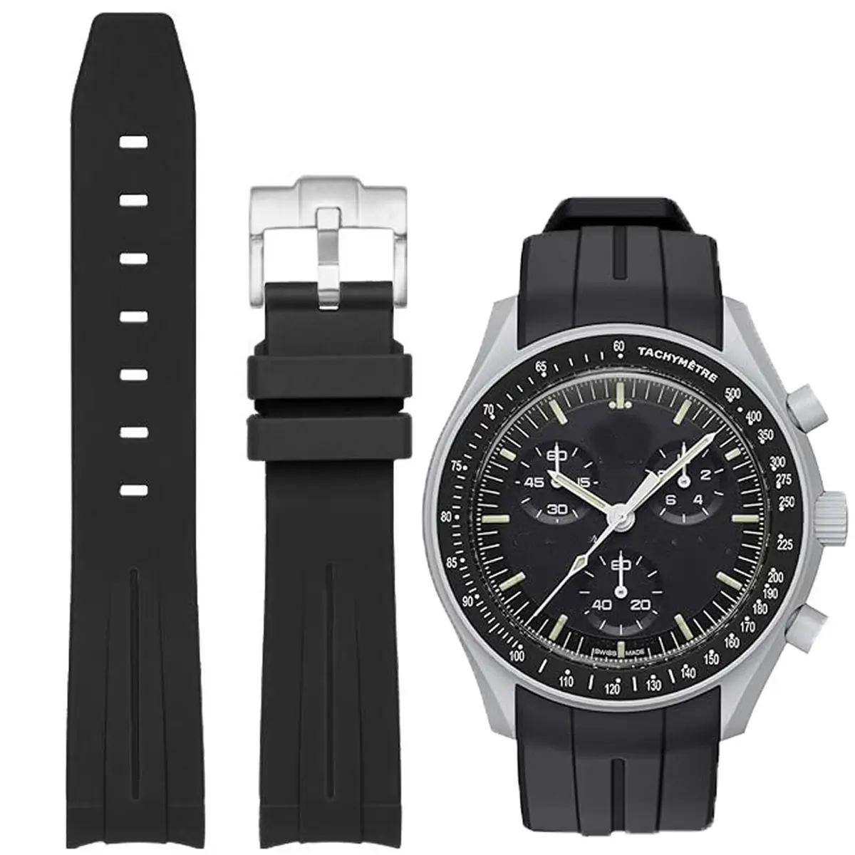 Niziruoup Rubber Strap for Moonswatch Watch | Curved No Gap Silicone Band 20mm - main product image