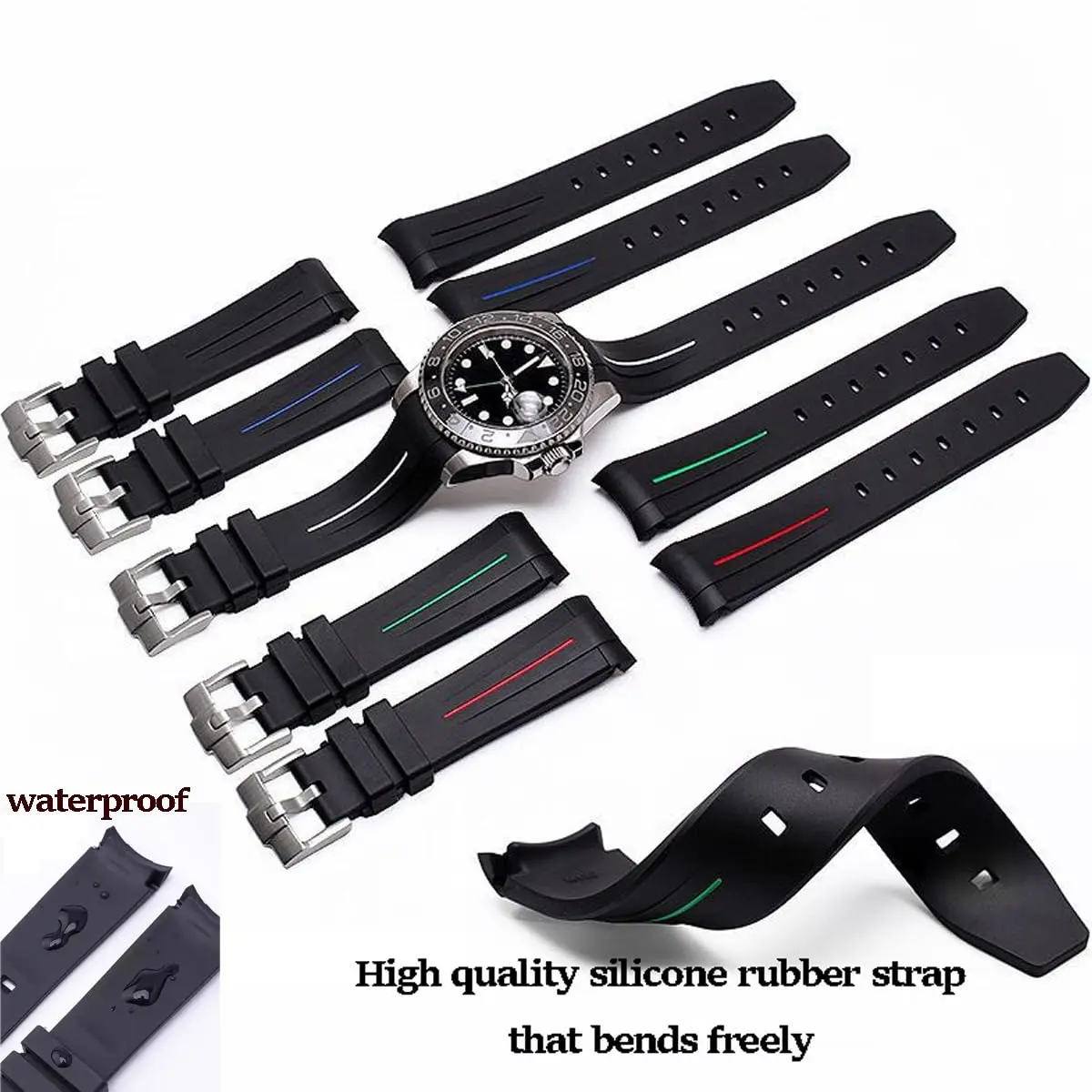 Niziruoup Rubber Strap for Moonswatch Watch | Curved No Gap Silicone Band 20mm - view 3